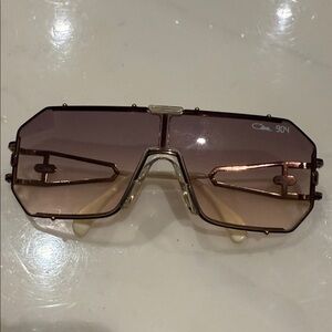 CAZAL 904 Gold Rim Shield Sunglasses with Gradient Brown Lenses